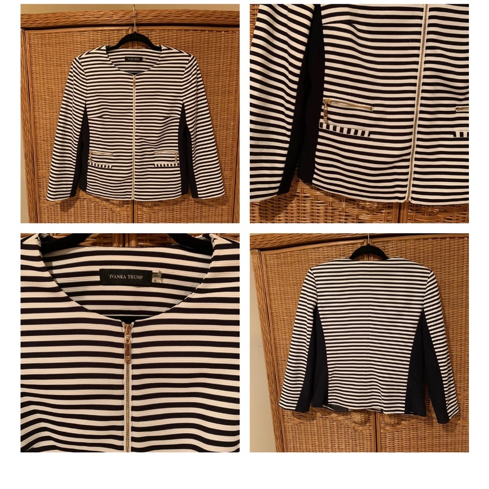 Ivanka Trump Black and White Blazer with Striped Design